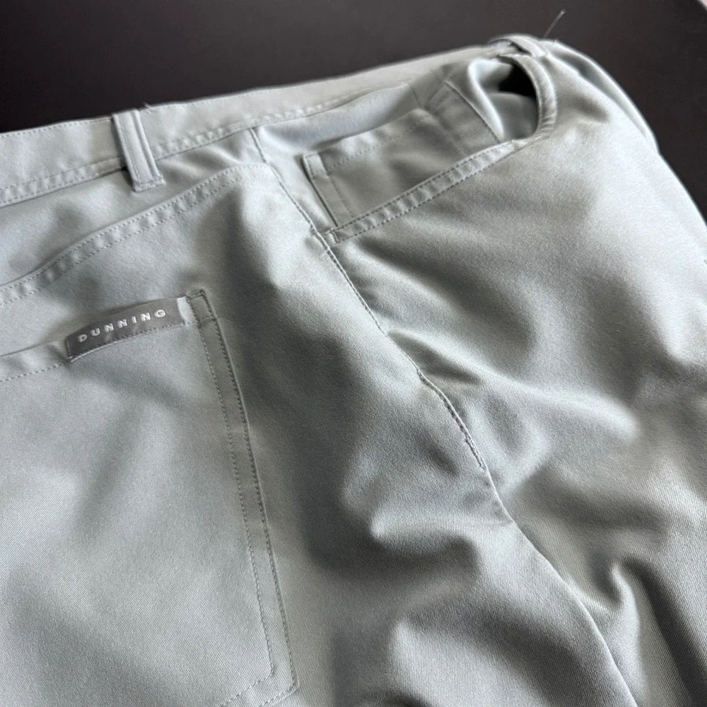 DUNNING‎ Mens 38x30 Golf Pants Gray Polyester Spandex Flat Front Performance